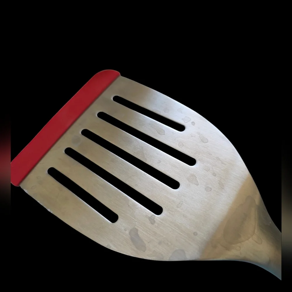 Stainless Steel Spatula with Red Silicone Edge